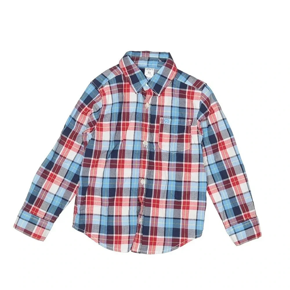 Carter Boys Plaid Button Down Dress Shirt Boy’s Size 4T